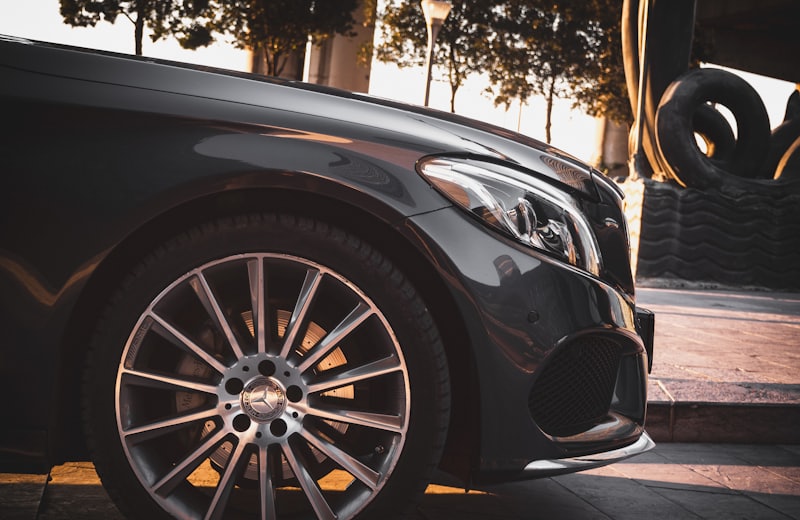 Front detail of a black Mercedes-Benz saloon